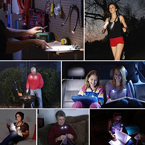 LEDGLE Hands Free Hug Light Neck Book Light Rechargeable LED Night Light Reading Lamp, 4 LED Beads, 3 Adjustable Brightness, USB Cable Included for Reading in Bed or Reading in CarBlack