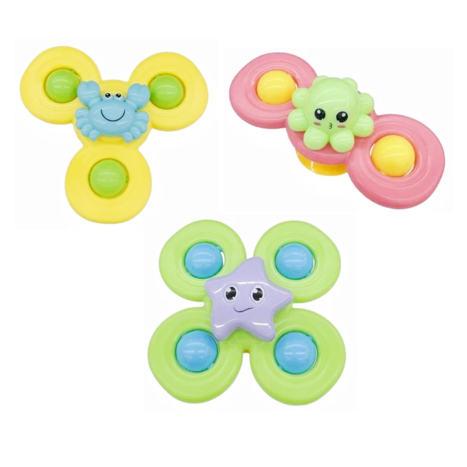 Ainiv 3PCS Suction Cup Spinner Toy, Baby Spinning Top Toys for 1+ Year Old Boys Girls, High Chair Toys with Suction Cup for Toddlers 1-3, Kids Fidget Toys for Baby Bath Table Airline Travel Essentials — image 1