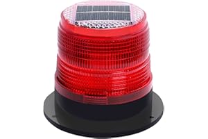 RISOON Solar Strobe Warning Safety Flashing Light/Ceiling Strobe Light, with Strong Magnetic Base Waterproof for Construction, Traffic, Factory, Crane Tower, Boat Navigation (Red)