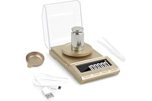 Milligram Scale with USB Recharge, NEWACALOX Portable Jewelry Scale 100 x 0.001g with LCD Backlit, Tare, Powder Scale, Micro Scale for Powder Medicine, Gold, Gem, Reloading