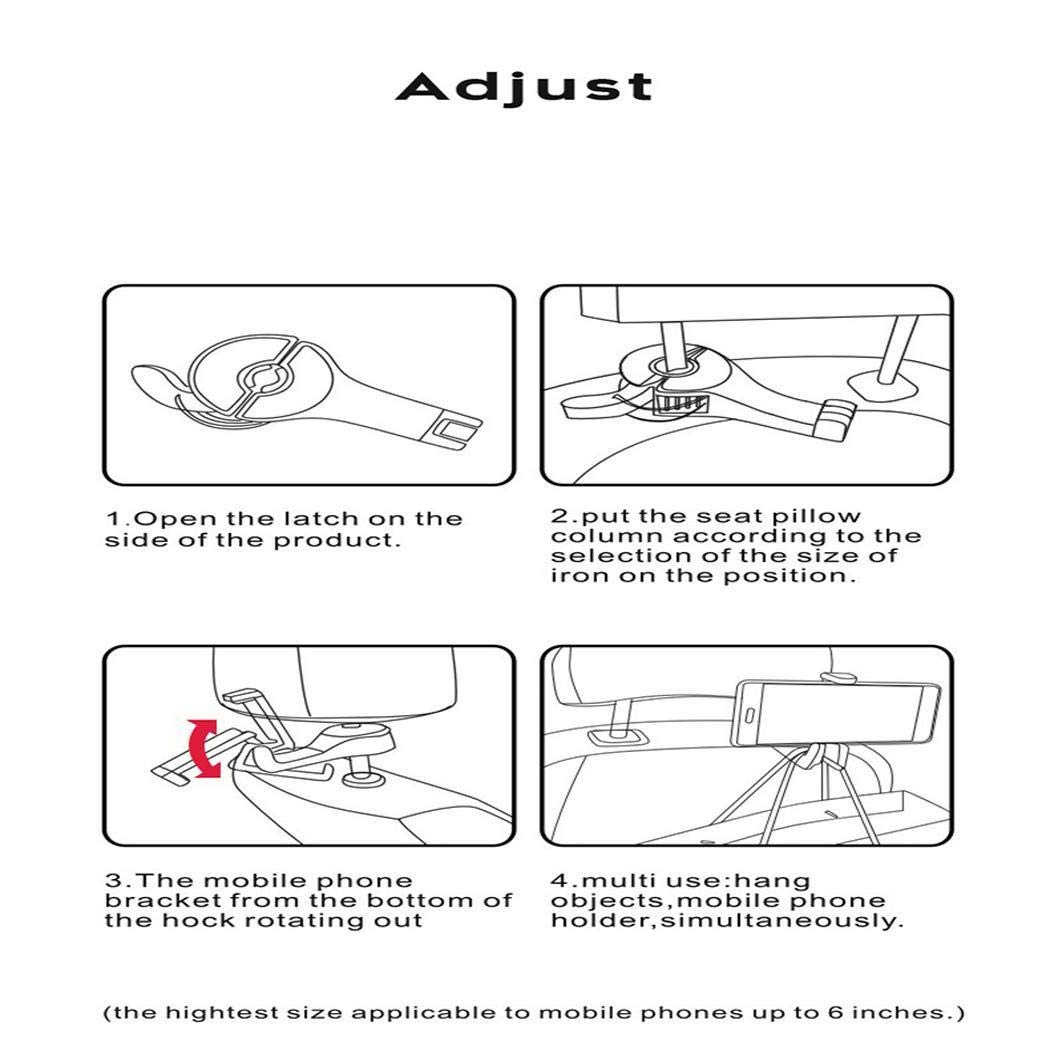 mekolen Multi-functional Bracket Hook Car Seat Mobile Phone Holder Auto Headrest Hanger Hook Stand Storage Hook Mounts & Stands, Gold