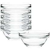 Iyulania 1.5 oz Clear Glass Bowl, Mini Prep Dish for Salt and Spices, Dishwasher and Microwave Safe, Stackable, Set of 6
