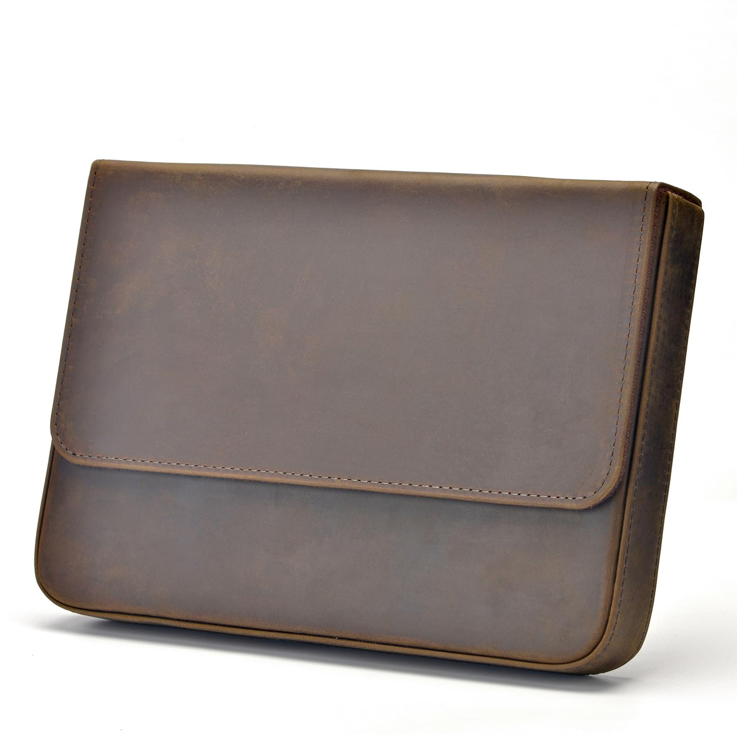 Lanxivi 12 Fountain Pen Case Genuine Leather Organizer, Crazy Horse Cowhide Leather Portable Pen Bag Pouch Drawer Style