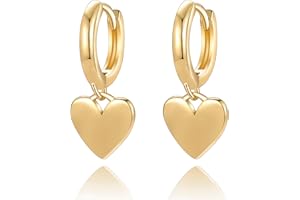 HBFashion Heart Earrings for Women Trendy 14K Gold Plated Huggie Hoop Heart Earrings Dangling Dangle Valentines Day Jewelry Gifts