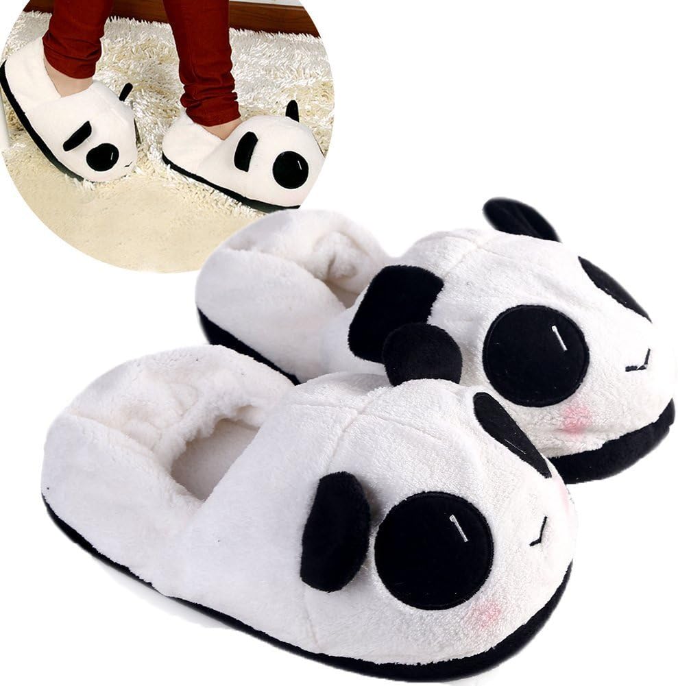 Plush Contton Slippers Cute Poop Emoji Funny Soft Warm And Comfortable Indoor Shoes For Kids & Women (Panda)