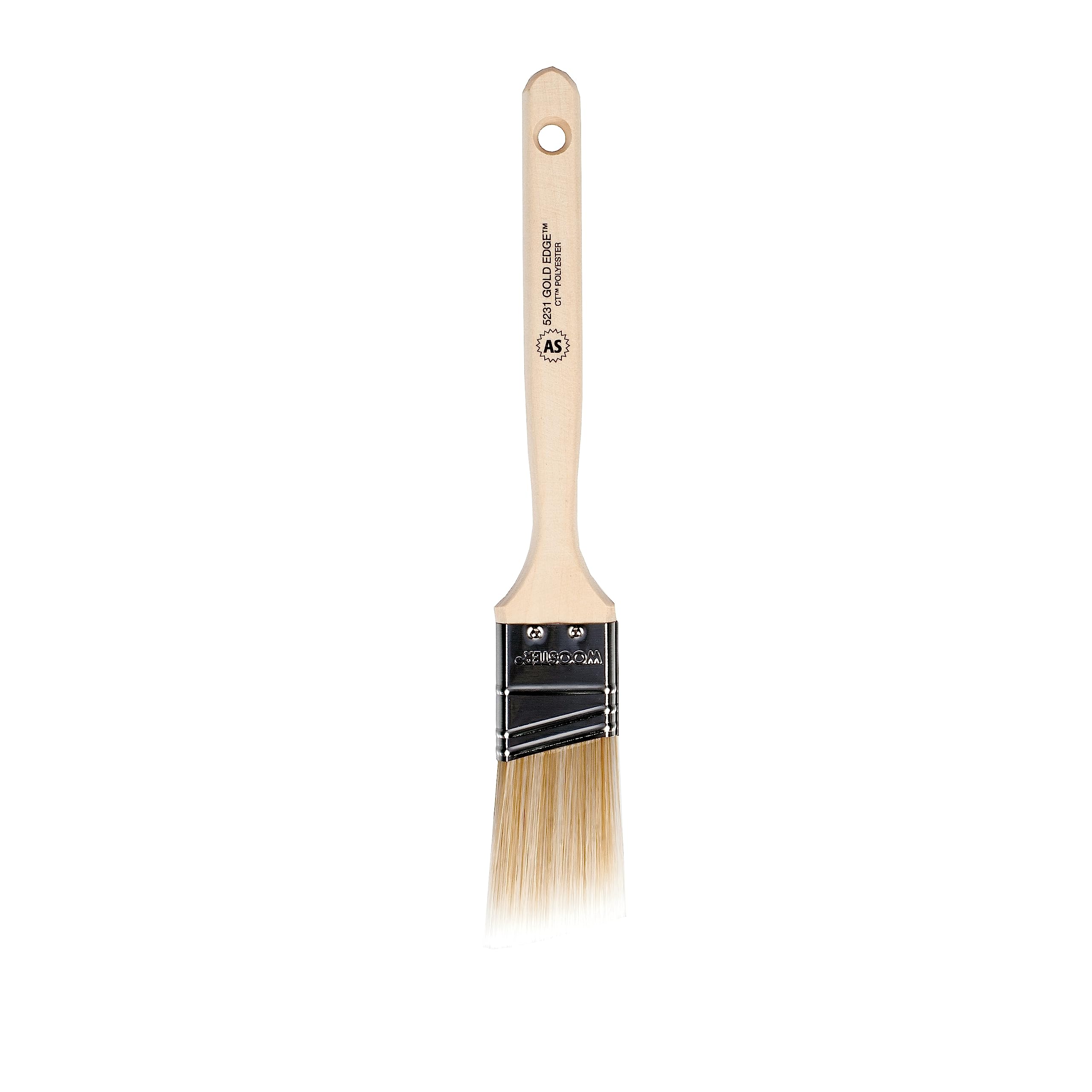 Wooster Brush Wooster 5231 1-1/2" Edge Angle Brush, Wood Stainless Steel, White,Gold, 1 Count (Pack of 1)