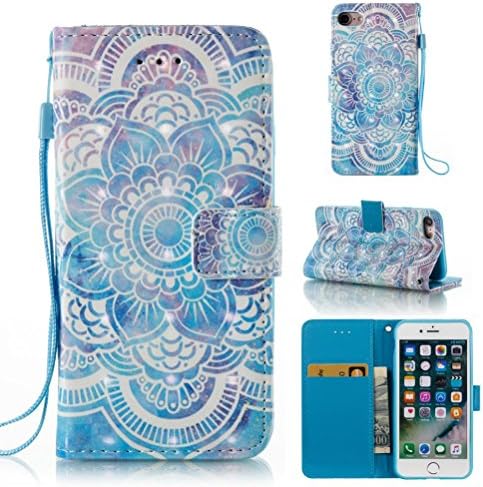 iphone 7/8 case, kickstand wallet style cover with inner soft bumper cover shock proof and scratch resistance card holder creative gift for iphone 7/8-flower1