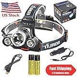 Boruit 10000Lm 3XXML T6+2R5 LED Headlamp Head Light Torch USB 18650+Car Charger