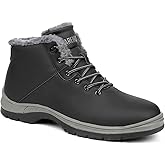 CARENURSE Mens Winter Snow Boots Water Resistant Warm Fur Lined Anti Slip Work Ankle Shoes Casual Lightweight Hiking Outdoor Trekking Boot