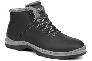 CARENURSE Mens Winter Snow Boots Water Resistant Warm Fur Lined Anti Slip Work Ankle Shoes Casual Lightweight Hiking Outdoor Trekking Boot