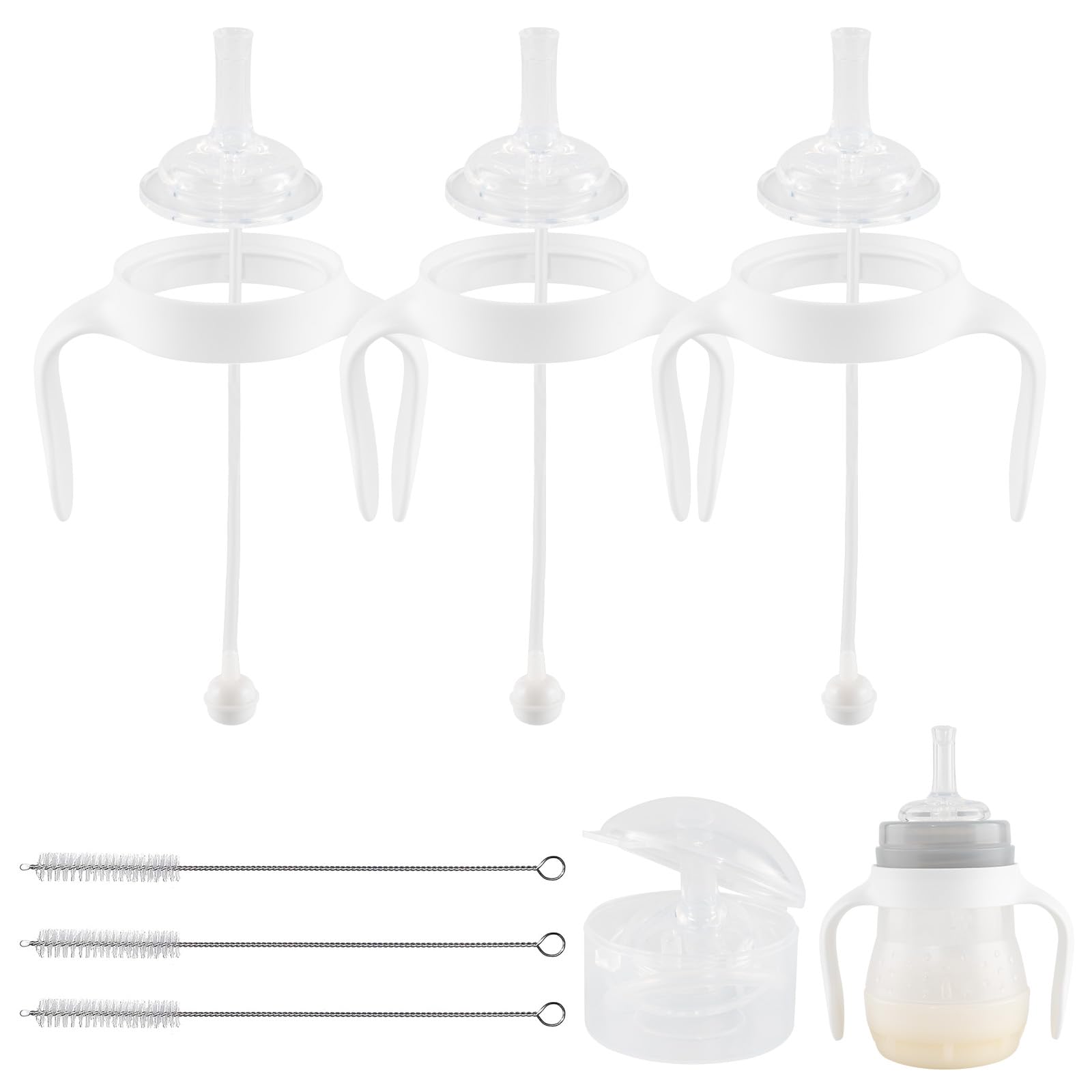 Photo 1 of Straw Cup Conversion Kit for Mam Bottles, Spill-Proof Transition Kit with Silicone Straw Nipple, Weighted Straw, Handle, 3 Pack, 6m+