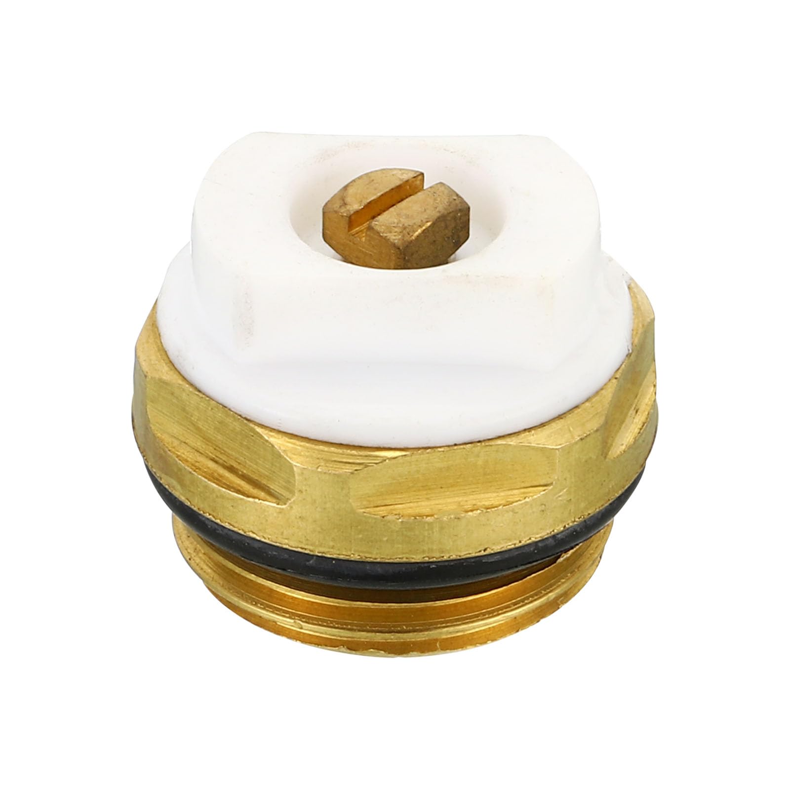 PATIKIL 1/2" BSP Male Thread Manual Radiator Air Vent Plug Valve, Brass Plug for Radiator Heater, Gold White