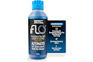 iFLO® Smart A/C Drain Line Cleaner and Drain Pan Cleaner Cartridge Concentrate, Fast-Acting, Long-Lasting HVAC System Solution for Tough Clogs & Buildup, 6-Month Supply per Bottle, 1 Pack of 36oz