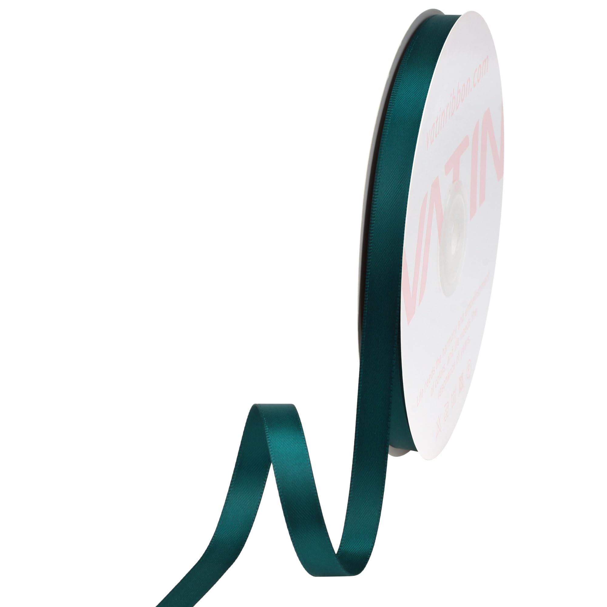 VATIN 10mm Double Faced Teal Polyester Satin Ribbon - 45 Metre for Gift Wrapping Ornaments Party Favor Braids Baby Shower Decoration Floral Arrangement Craft Supplies