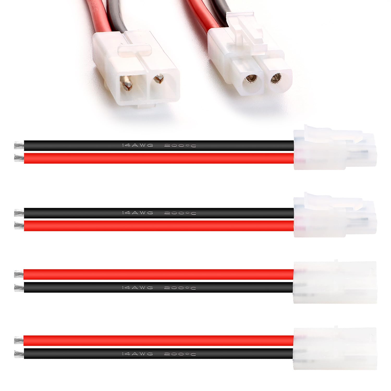 YIXISI 2 Pairs Compatible with Tamiya Adapter Cable, Compatible with Tamiya Plug Male Female Battery Connector with 10cm 14AWG Silicone Cable, for RC Vehicles and Lipo Batteries โ image 1