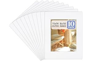 Golden State Art, Pack of 10, 11x14 for 8x10 Color Picture Photo Mat -White-core, Acid-Free - Great for Frames, Artwork, Prints, Pictures, White