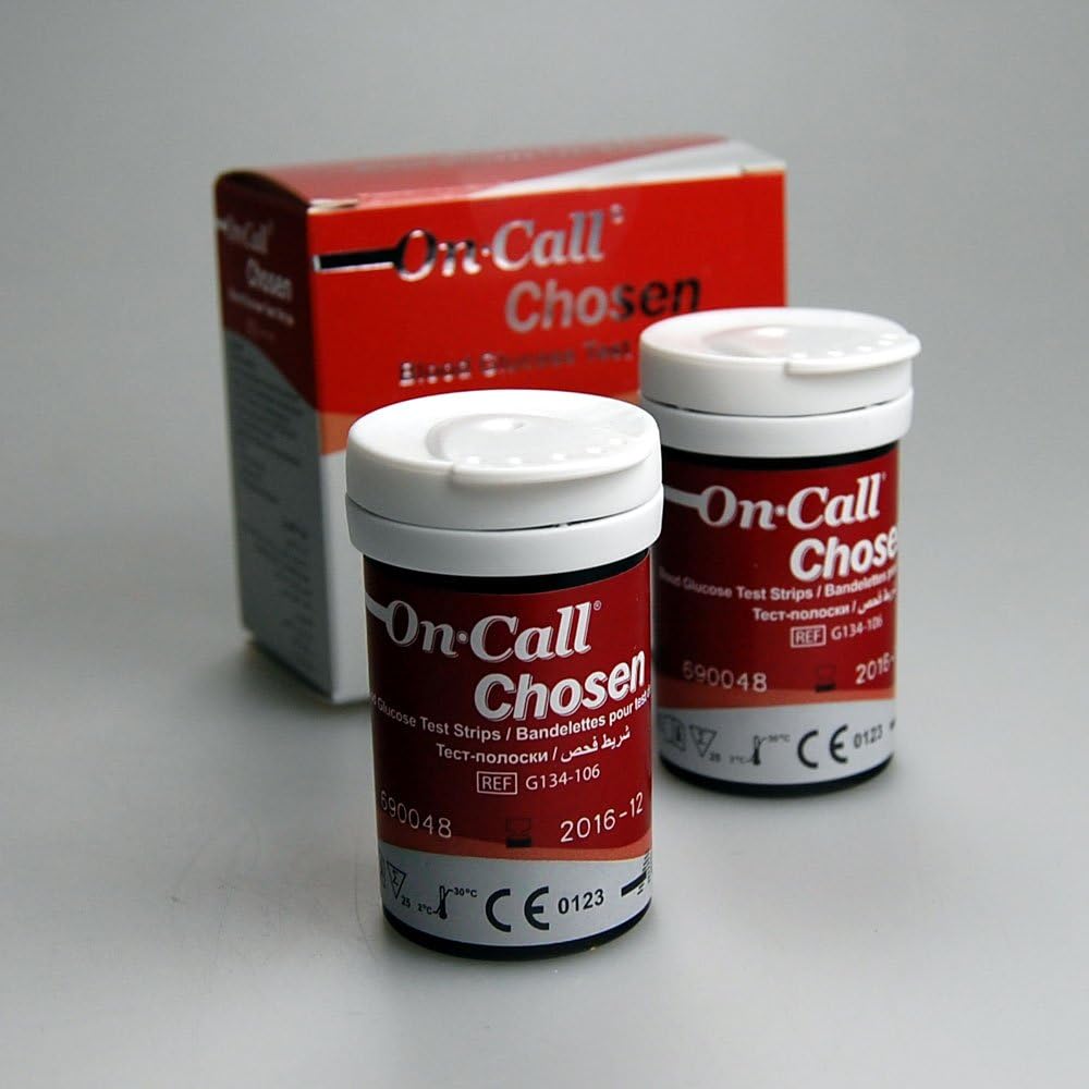 On Call Chosen Blood glucose test strips for use with the On Call DK meter & On Call Chosen Meter