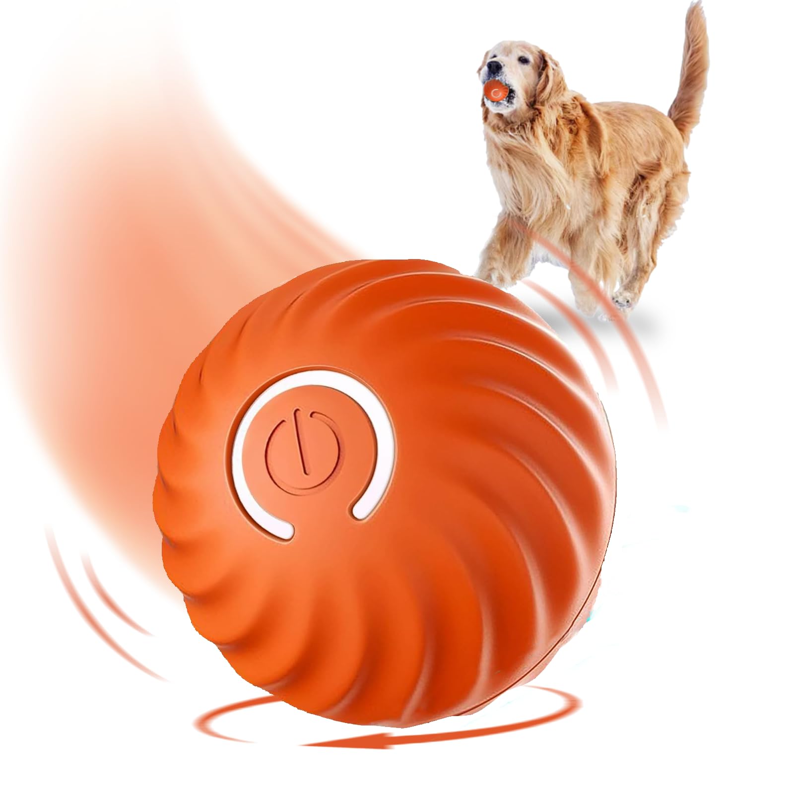 FOUR ANGELS Interactive Dog Toys Dog Balls, with 2 Beautiful Plush Covers, 67MM Moving Dog Ball for Puppy/Small/Medium Dogs, Durable Motion Activated Automatic Rolling Ball Toys (Orange, Large)