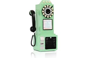 GUYIFUNY Antique Telephone - Rotary Dial Landline Phone Model Vintage Classic Phone Props Retro Wall Mounted Crafts Ornaments Cafe Bar Window Booth Decoration - 9.8''L x 6.3''W x 19.7''H, Green-B