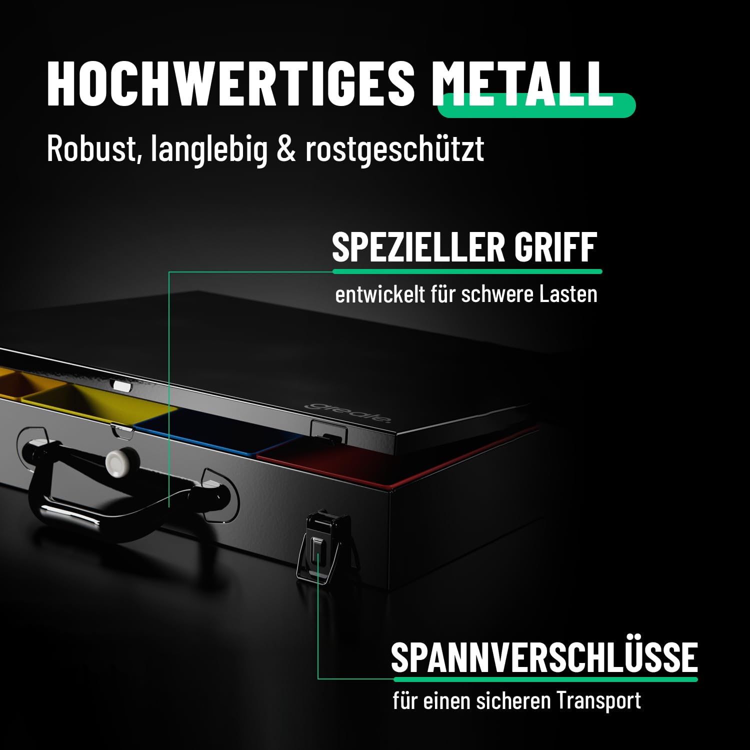 greate Sortimentskasten Metall mit 23 herausnehmbaren Behältern - Kleinteilekoffer leer - Sortimentskoffer als Schraubenkoffer - Schrauben Sortimentbox, Kleinteilemagazin, Werktstatt Organizer 4