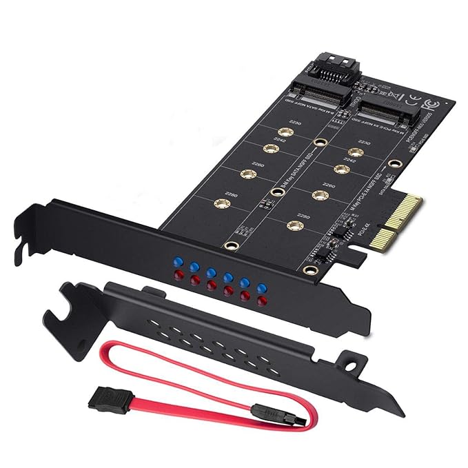 MZHOU Dual-M.2-SATA-III- und M2-zu-PCIe-3.0-X4-Adapterkarte - Hinzufügen von M.2-SSD-Geräten zu PC oder Motherboard, unterstü