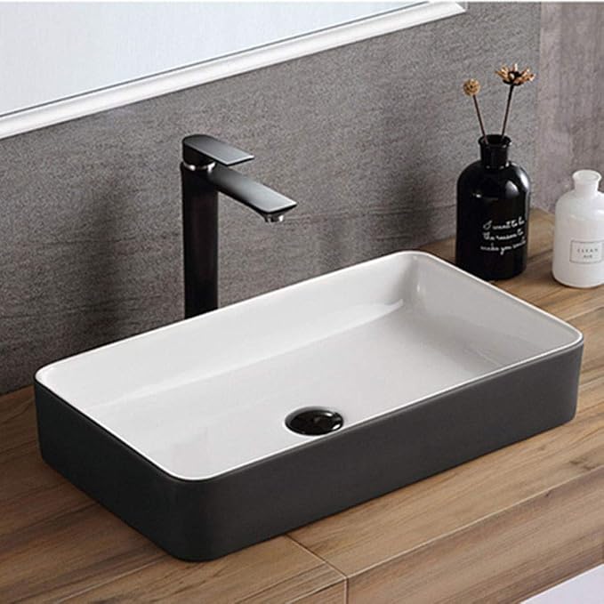 Lavabo Negro Cerámica Redondo Moderno Fregadero De Sobremesa | Maisons Du Monde