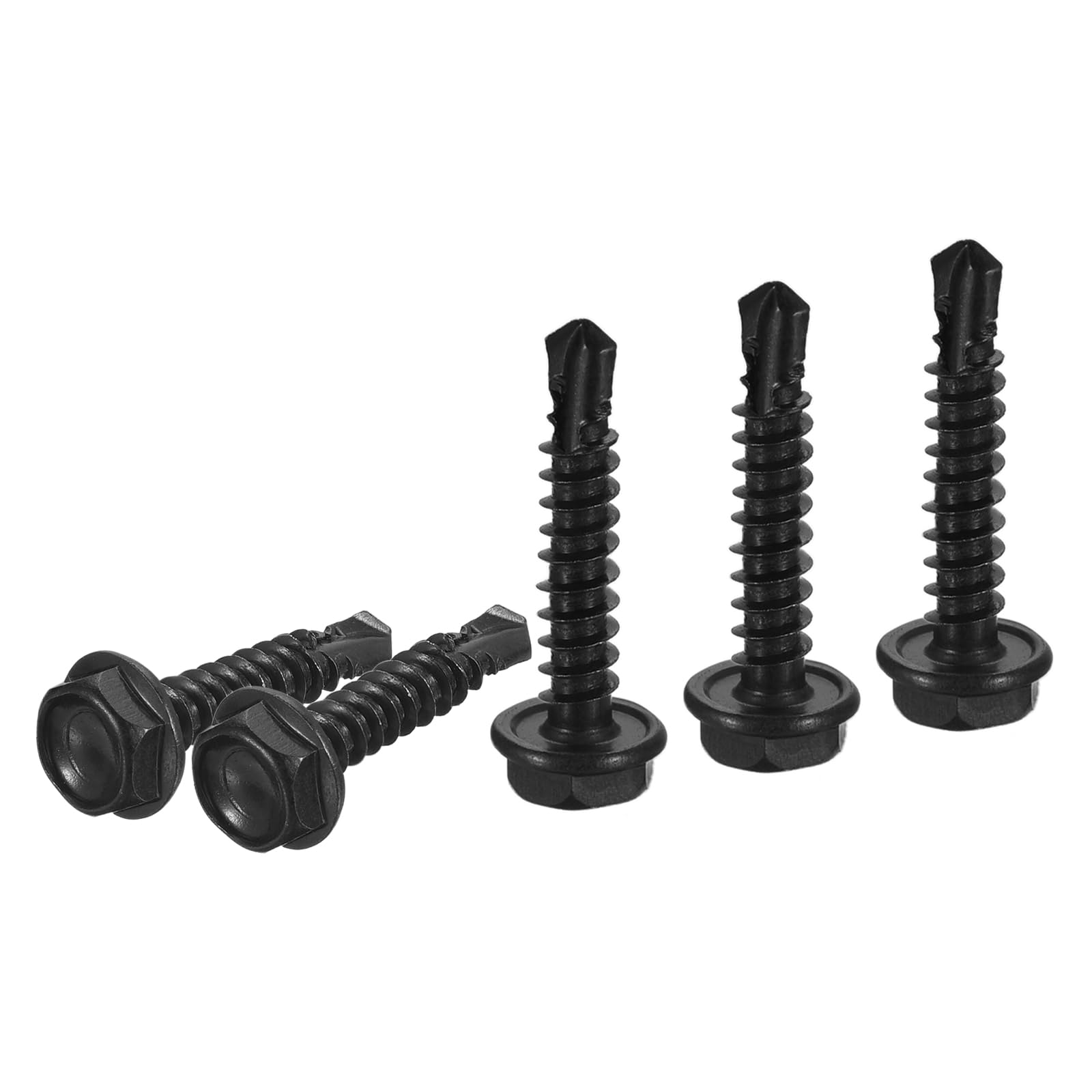 DTGN #10x1" Hex Washer Head Self Drilling Screws - 150Pack - Good for Machine - 410 Stainless Steel Black Oxide - Self Tapping Sheet Metal Screws