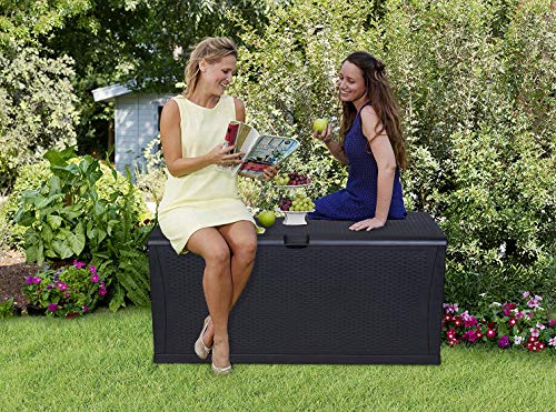 image for Superday Patio Deck Box Outdoor Storage Decorative Wicker Pattern Gard