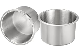 uxcell 2 Pcs 201 Stainless Steel Drop-in Cup, 2.2" x 3.74" Drink Can Holder Poker Table Cup Holder Insert for Sofa Boat Car M