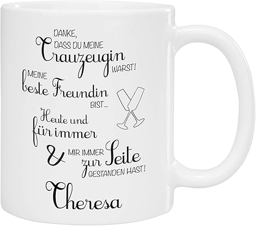 Tasse Trauzeugin Weiss Personalisiert Kreatives Geschenk Fur Trauzeugen Mit Spruch Personalisiert Mit Namen Kaffeetasse Bedrucken Geschenk Fur Die Beste Freundin Amazon De Kuche Haushalt