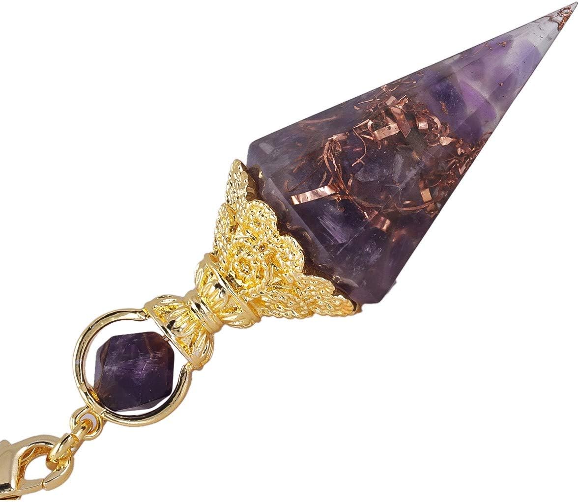 rockcloud Healing Crystal Point Pendulum for Divination, Chakra Reiki Dowsing Balancing 6 Facet Pendant, Amethyst: Home & Kitchen