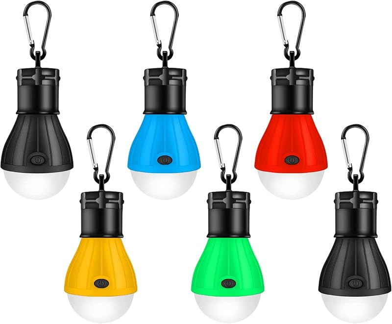 Jsdoin 6 Pcs LED Camping Lanterns Tent Light Portable Battery Powered 3 Modes
