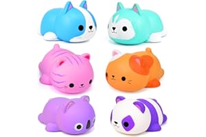 FLY2SKY Cat Squishies Stress Balls for Adults Kids: 6PCS Jumbo Animal Squishies Slow Rising Fidget Sensory Toys Classroom Prizes Party Favors Valentines Gifts Easter Goodie Bags Christmas Stocking Stuffers