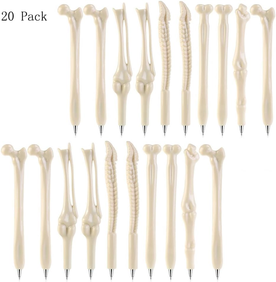 Bone Design Ballpoint Pens with Black Ink for Artist School Office Christmas Gift Pack of 20