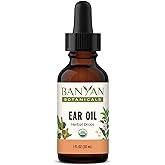 Banyan Botanicals Ear Oil – Organic Herbal Oil Ear Drops with Ashwagandha and Garlic – Soothing and Comforting for The Ears – 1 oz – Non GMO Sustainably Sourced Vegan
