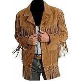 Quality Supply Traditional Western Cowboy Jackets for Men | Native American Suede leather Overcoat with Fringes - Brown