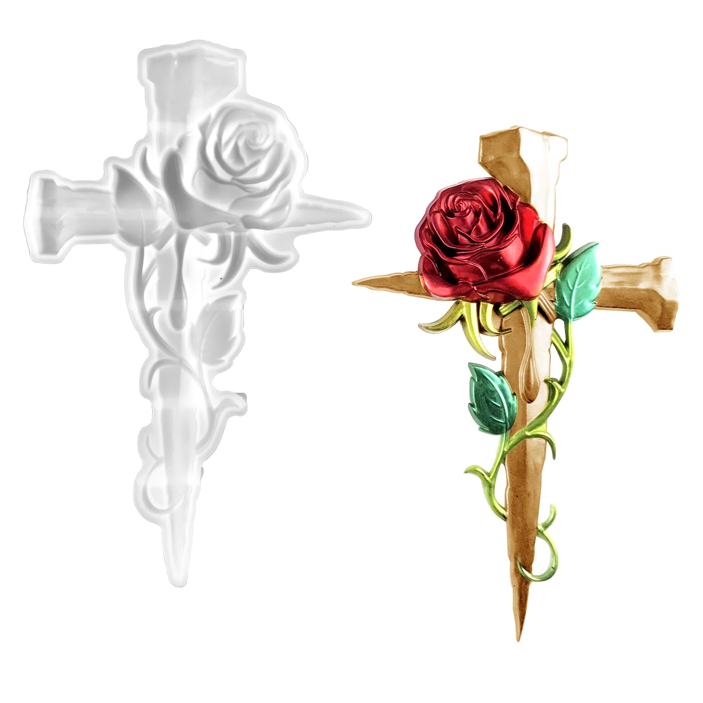 Cross Large Rose Silicone Molds,Silicone Epoxy Casting Mould, Cake Molds,for Wall Decor, Home Office Decoration, Resin Casting Art Crafts
