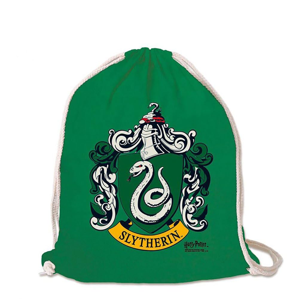 Logoshirt® Harry Potter - Slytherin Logo I Printed Gym Bag - Fabric Backpack 100% Cotton I AZO-Free I Green I Original Licensed Design