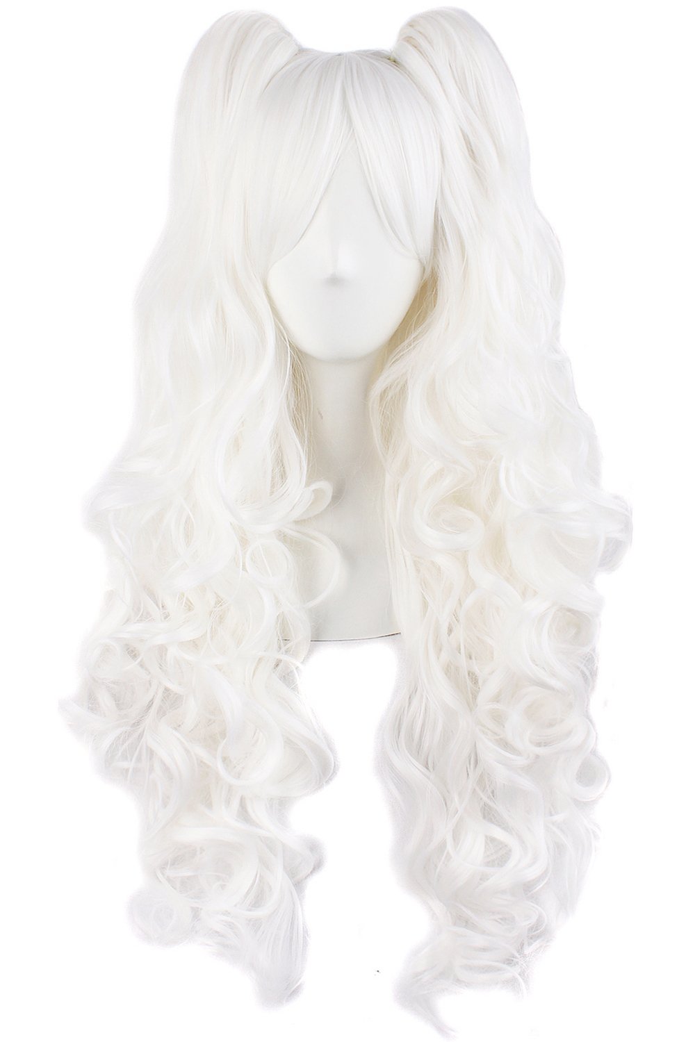 MapofBeauty Lolita Long Curly Clip on Ponytails Cosplay Wig (White) — image 1