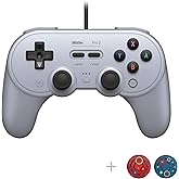 8Bitdo Pro 2 Wired Controller with Customize Back Buttons & Modifiable Vibration for Switch, Steam Deck, PC Windows and Raspberry Pi (Gray Edition)