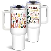 DUUV Music Lover Gifts for Christmas Thanksgiving, Teacher Tumbler for Musicians, Best Music Gifts for Women, Birthday Sound of Musicial Gift for Guitar Players, 40 Oz Tumbler with Handle, 1PCS