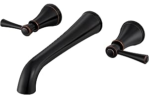 SITGES High Flow Oil Rubbed Bronze Wall Mount Bathtub Faucet with Two Level Handles,Extra-long 10.5" Spout Reach Solid Brass Wall Tub Filler with Rough-in Valve included