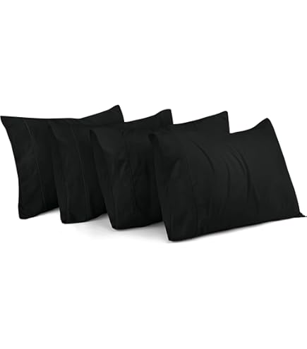 thumbnail image 2 of Elegant Comfort 4-Pack Solid Pillowcases - 1500 Thread Count Microfiber, Standard/Queen, Black 2 of 11