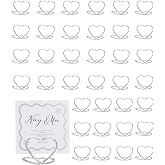 YUCHIYA 36 Pcs Heart Table Number Holders - Rust-Resistant Metal Place Card Stands for Weddings, Office &amp; Home Decor (Silver)