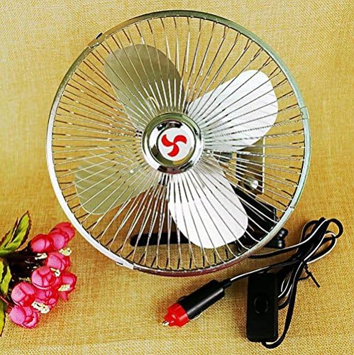 QXXZ Portable Auto Car Adjustable Oscillating Fan, 12V Volt Fans Desktop Personal Fan With Clip Cigarette Lighter Plug