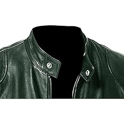SWJGLITTR Men Slim Fit Motorcyle Leather Jacket