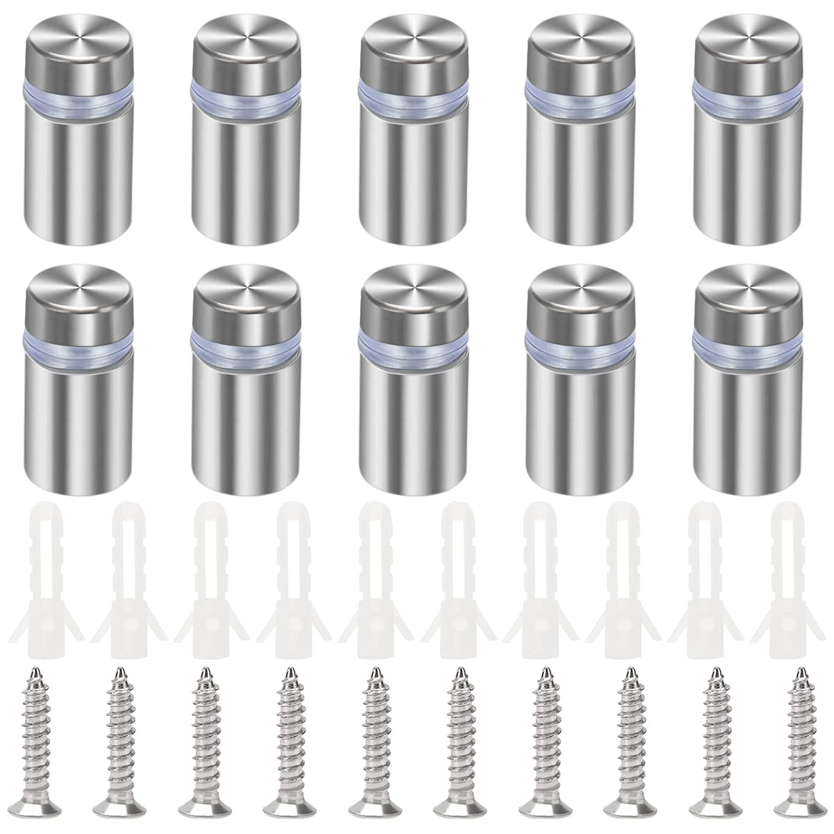 YIXISI 10 PCS 12×20 mm Stainless Steel Advertising Screw, Standoff Fixings, Stainless Steel Sign Standoff Screws, with Screws, for Advertisement Fixings, Silver — image 1
