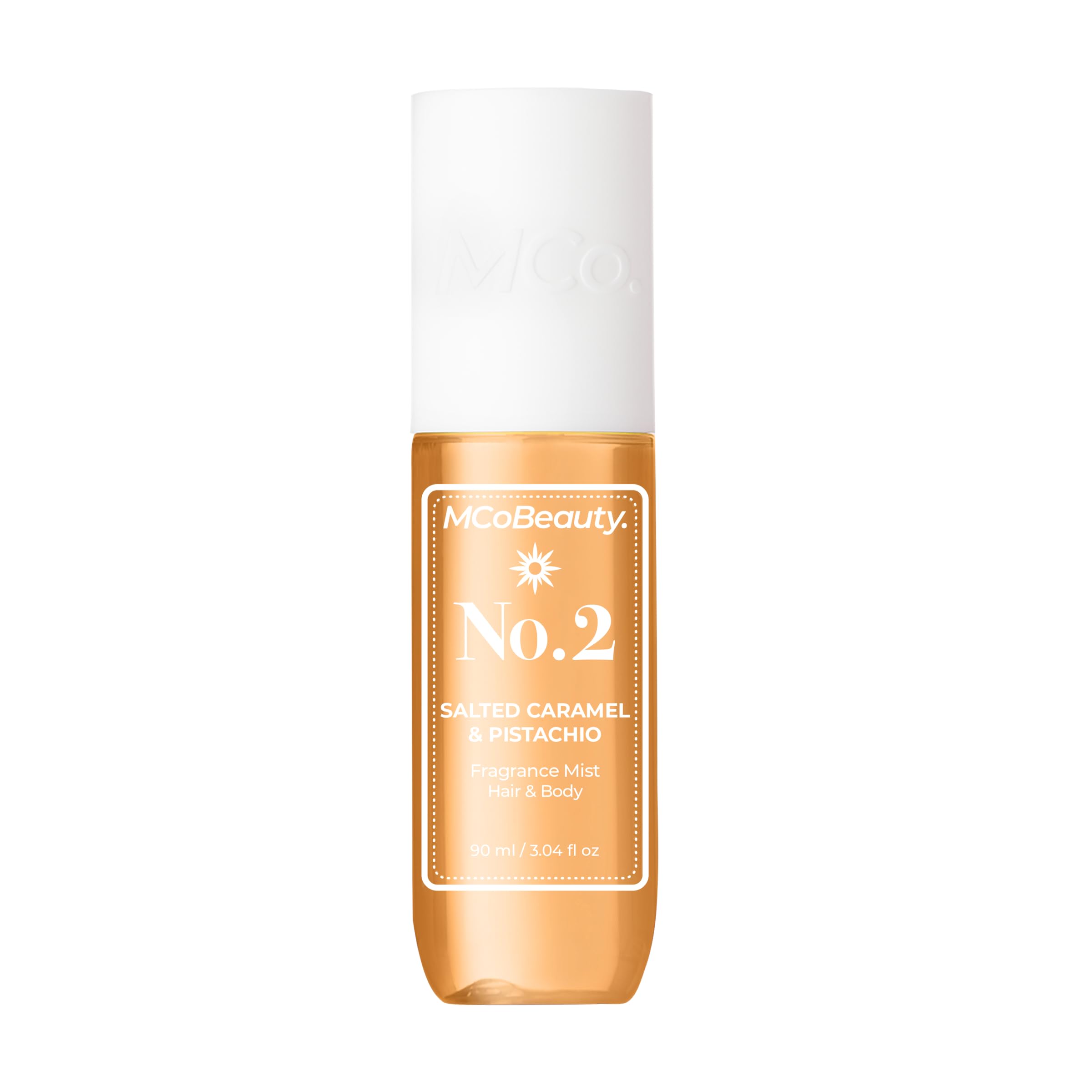 MCoBeauty Fragrance Mist No. 2 Salted Caramel & Pistachio Scent, Lightly Warm Scent with Sandalwood & Caramel for Day or Night, Vegan, Cruelty Free