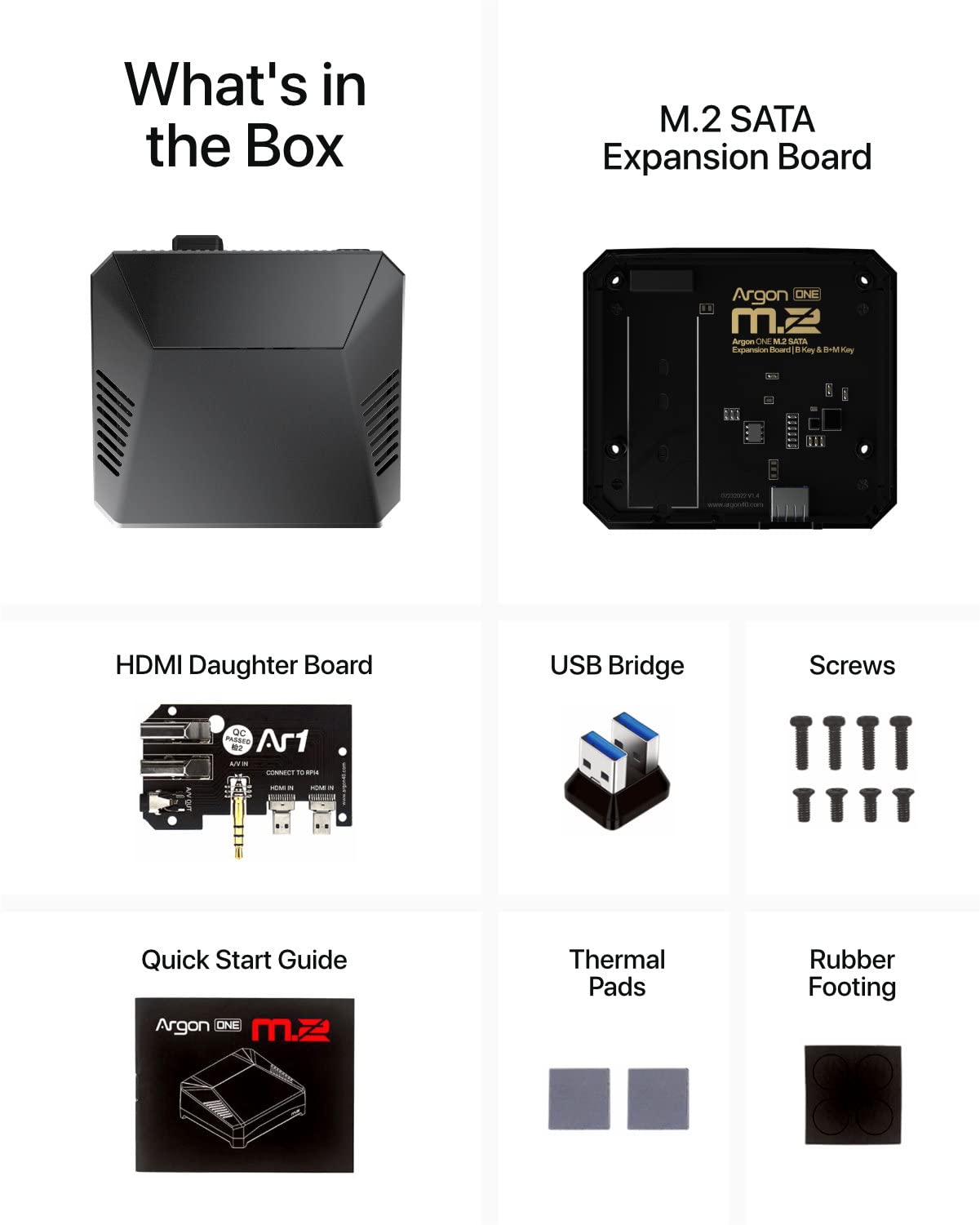 Argon ONE M.2 Aluminum Case for Raspberry Pi 4 with SATA SSD Support | Power Button and Fan | Compatible B-Key and B+M Key