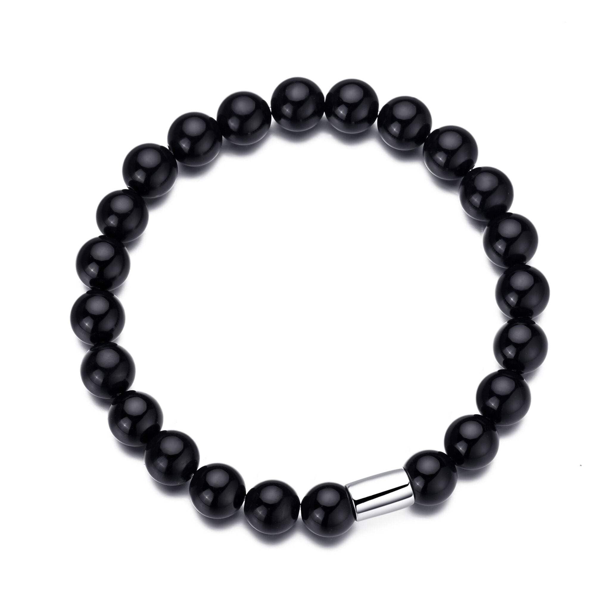 Philip Jones Men's Black Onyx Gemstone Stretch Bracelet